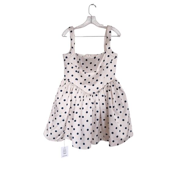 Self-Portrait Polka Dot Satin Mini Dress in Cream UK12/US8 - Picture 7 of 11